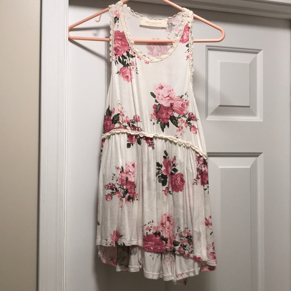 SOLD**Boutique Racerback Floral Babydoll Tank